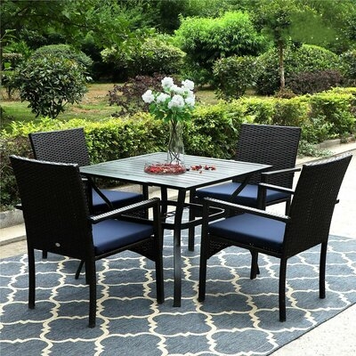 Anjrue Patio Garden 5 Piece Dining Set with Cushions - Image 0