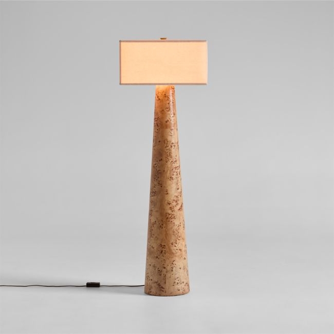 Gains Burlwood Floor Lamp with Linen Shade by Brigette Romanek - Image 0