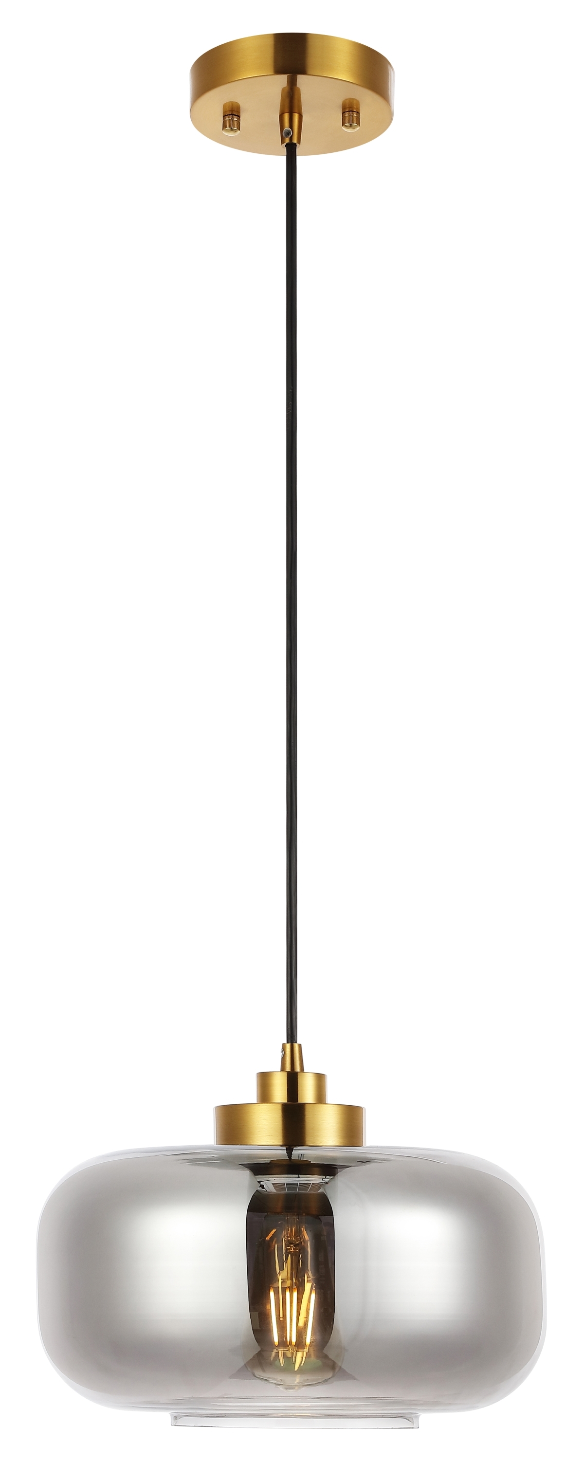 Edge 11 Inch Pendant - Smoke Grey/Brass - Safavieh - Image 5