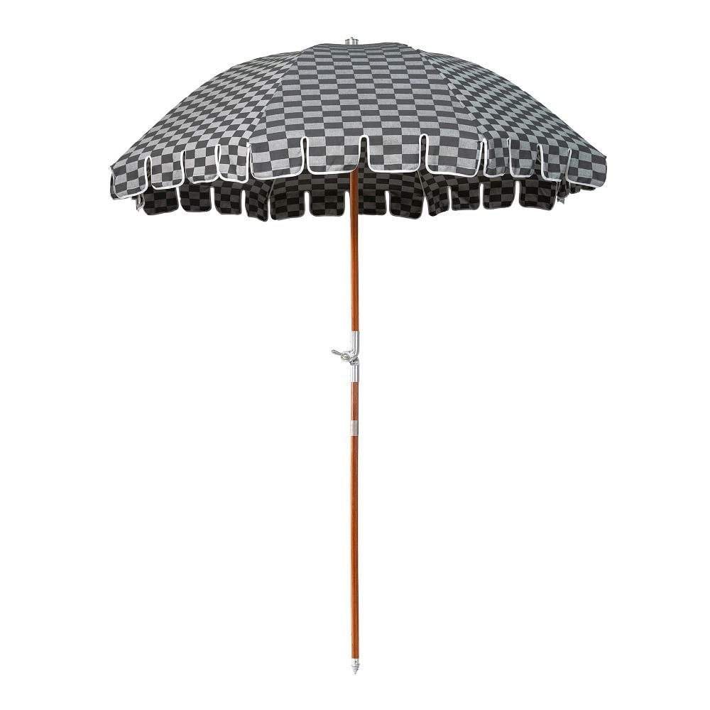 Premium Beach Umbrella, Vintage Green Checker - Image 0