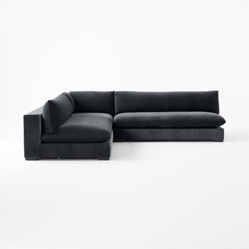 Deseo 3-Piece Modular Charcoal Grey Performance Velvet Deep Depth Sectional Sofa - Image 3