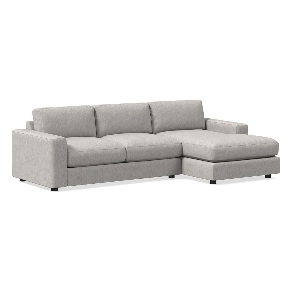Urban Sectional Set 01: Left Arm 2 Seater Sofa, Right Arm Chaise, Down Blend, Performance Coastal Linen, Storm Gray, Concealed Supports - Image 0
