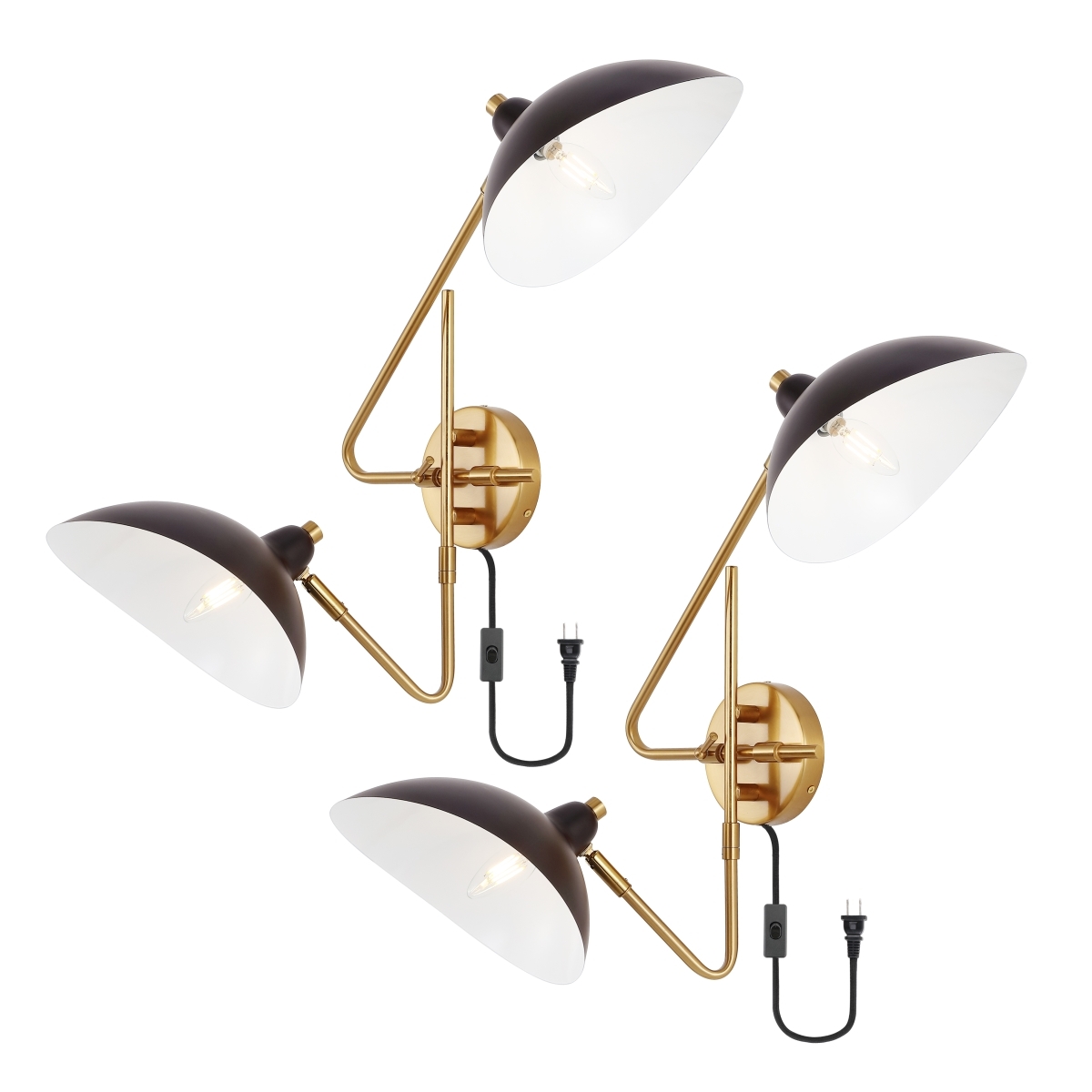 Aspera 2Lt 14.5" Wall Sconce - Brass/Black - Safavieh - Image 3