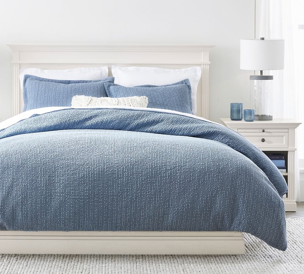 Honeycomb Cotton Duvet Cover, Full/Queen, Chambray - Image 0