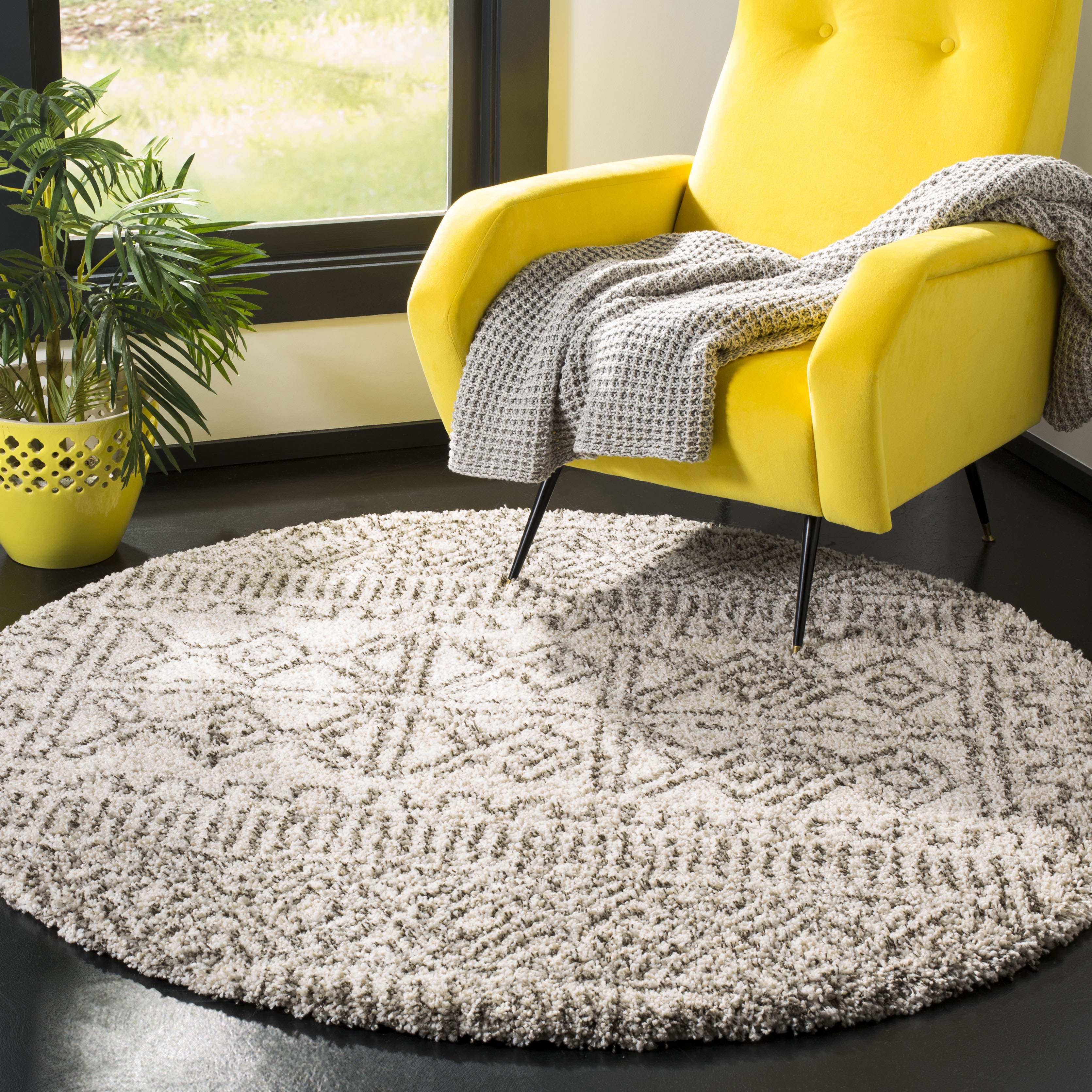 Arlo Home Woven Area Rug, SGH376A, Ivory/Grey,  7' X 7' Round - Image 1