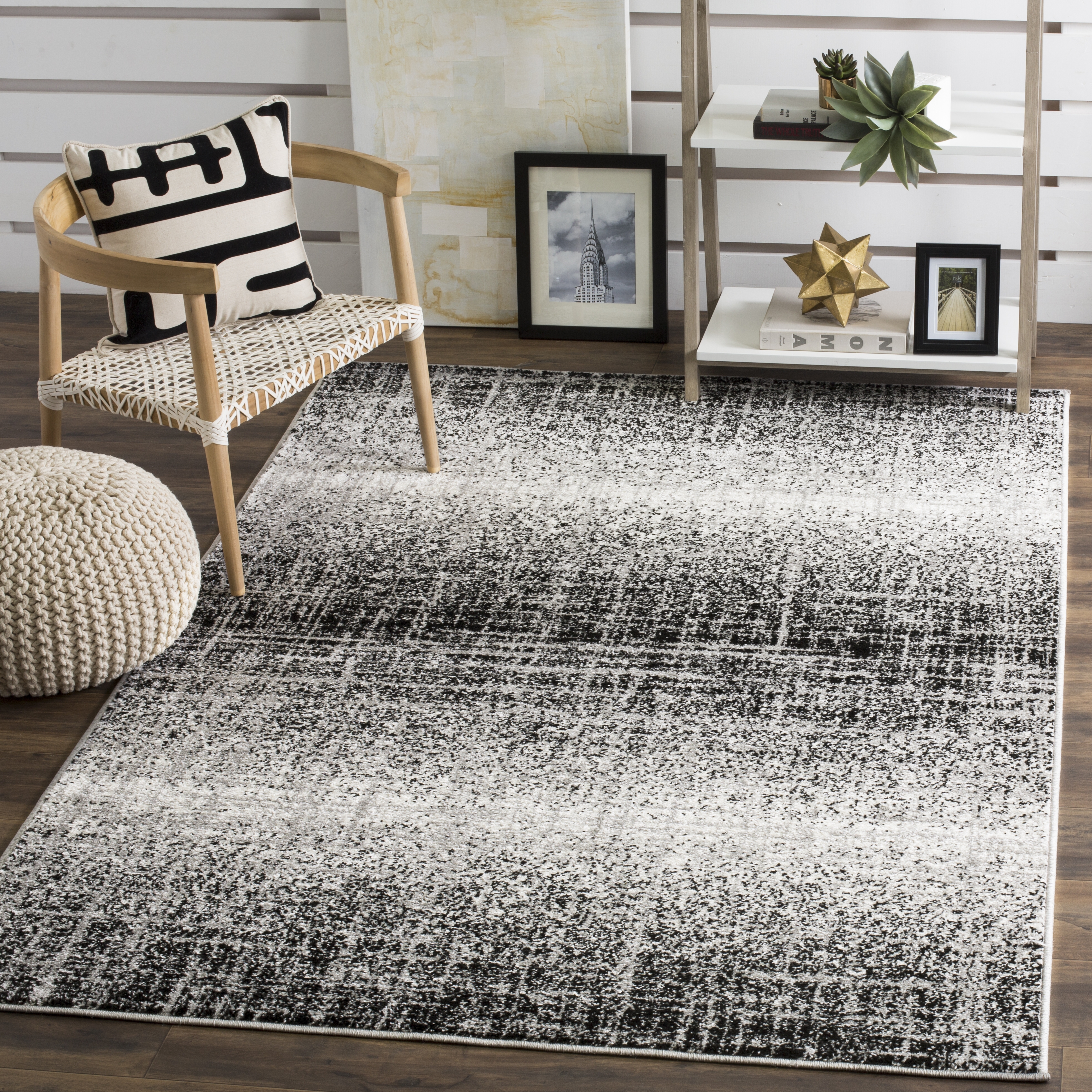 Arlo Home Woven Area Rug, ADR116A, Silver/Black,  4' X 6' - Image 1
