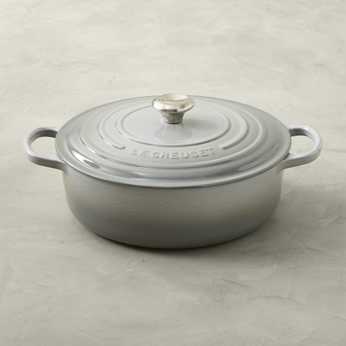 Le Creuset Signature Enameled Cast Iron Round Wide Dutch Oven, 6 3/4-Qt., French Grey - Image 0