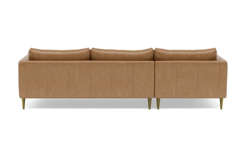 Owens Leather Left Sectional with Brown Palomino Leather, down alternative cushions, extended chaise, and Brass Plated legs - Image 3
