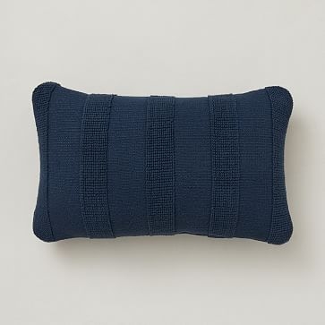 Outdoor Tufted Stripe Pillow, 12"x21", White - Image 2