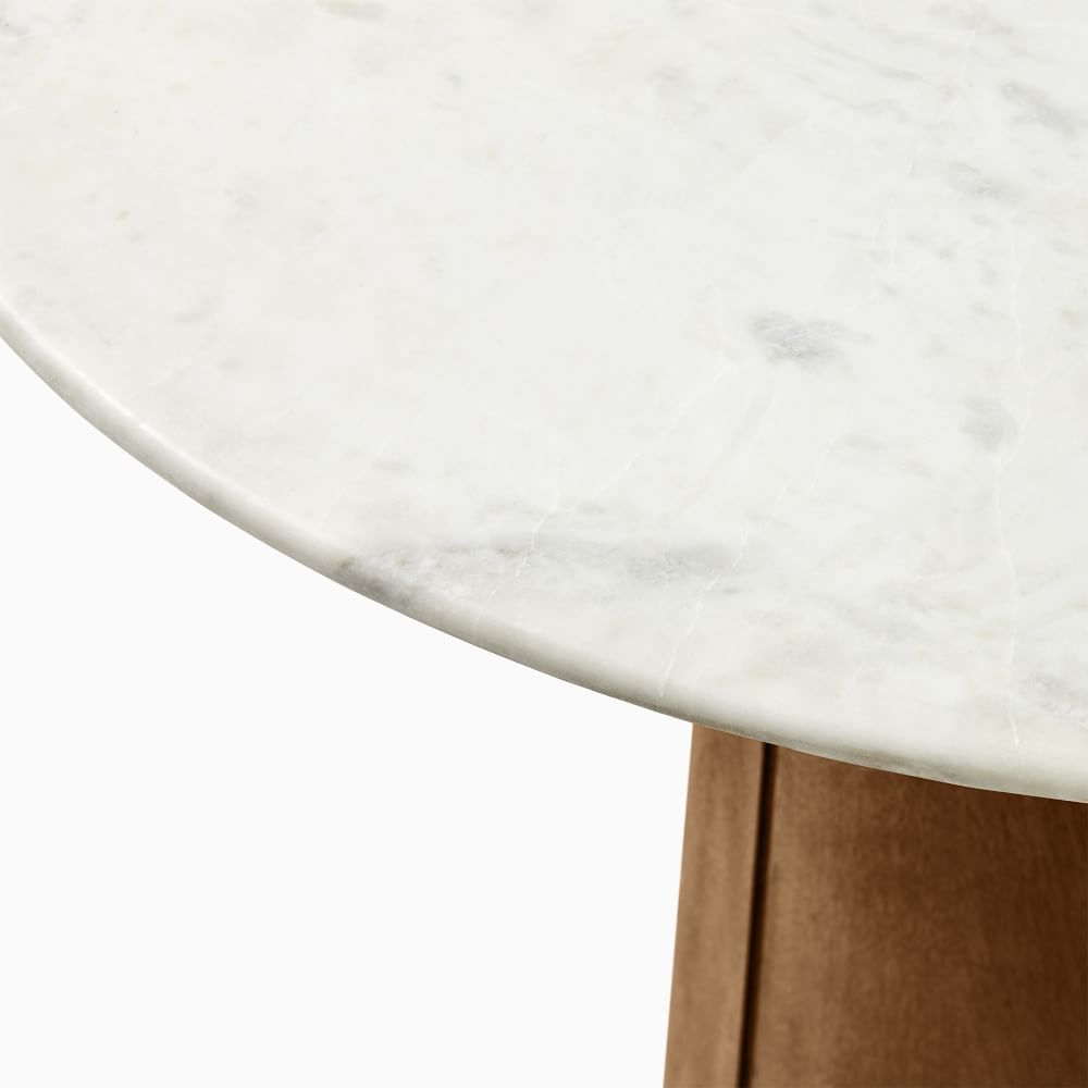 Anton 48" Round Marble Table, White, Burnt Wax - Image 2