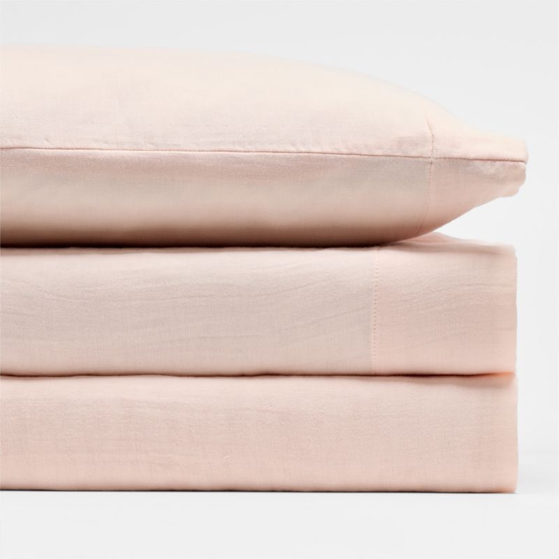 Supersoft Pale Pink 100% Organic Cotton Gauze Toddler Sheet Set - Image 2