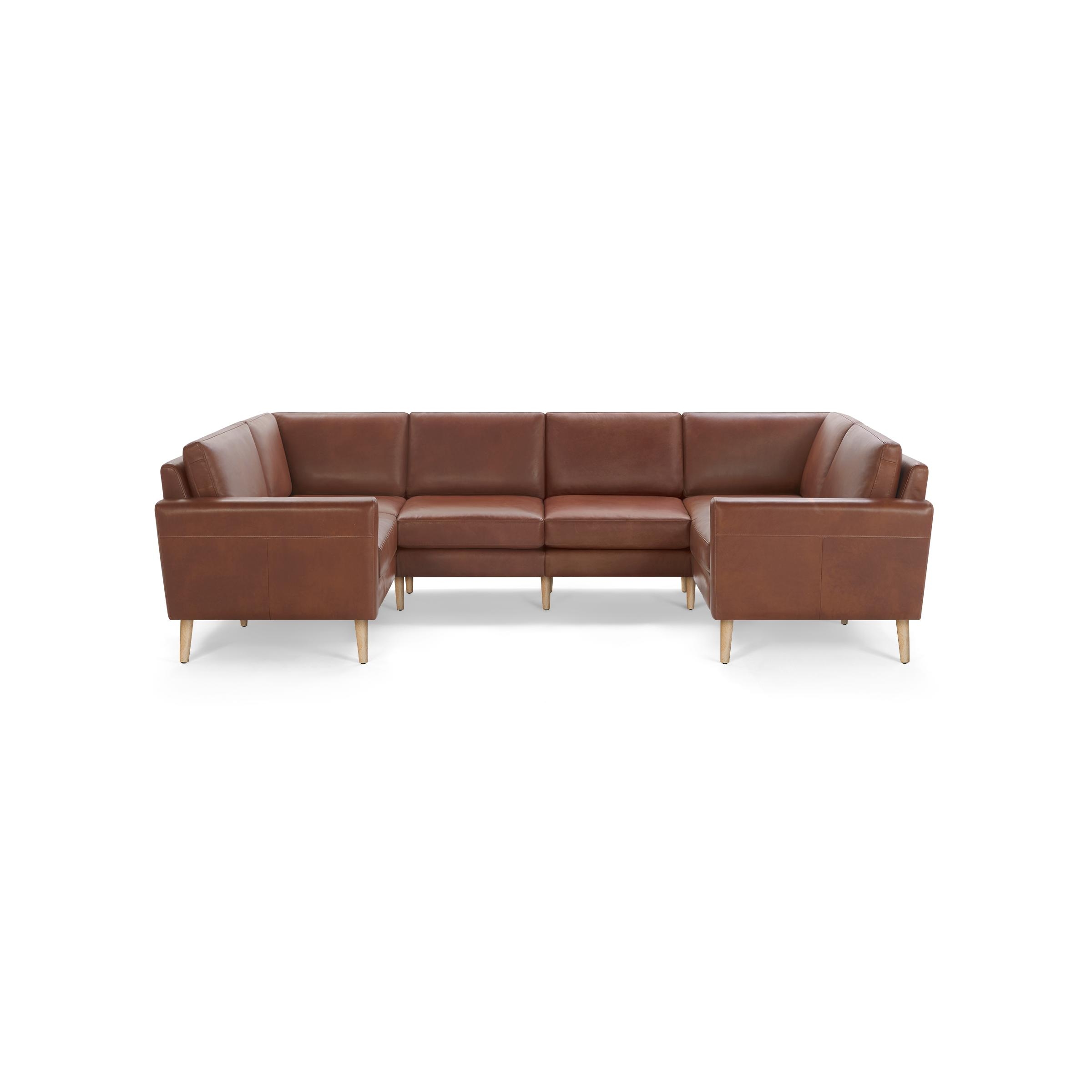 Nomad Leather 6-Seat U Sectional - Chestnut - Top Grain Leather / Oak - Wood / Block - Image 0