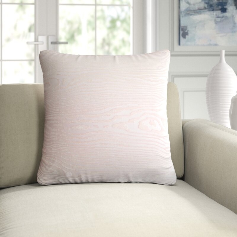 Woodgrain Velvet Throw Pillow Color: Blush, Size: 22'' x 22'' - Image 0