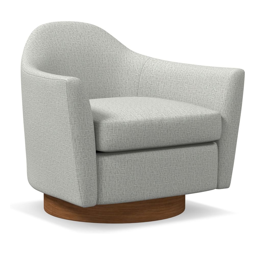 Haven Swivel Chair, Poly, Deco Weave, Pearl Gray, Dark Walnut - Image 0