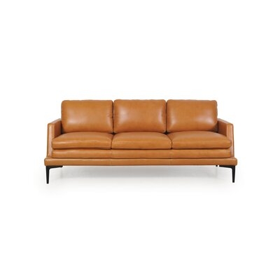 Whitmire Genuine Leather 75" Recessed Arm Sofa - Image 0