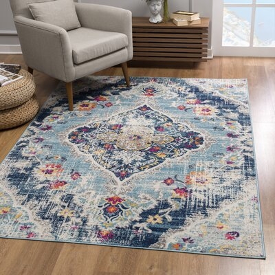 Abstract Blue Area Rug - Image 0