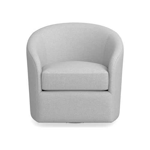 Montclair Swivel Armchair, Standard Cushion, Perennials Performance Basketweave, Fog, Ebony Leg - Image 0