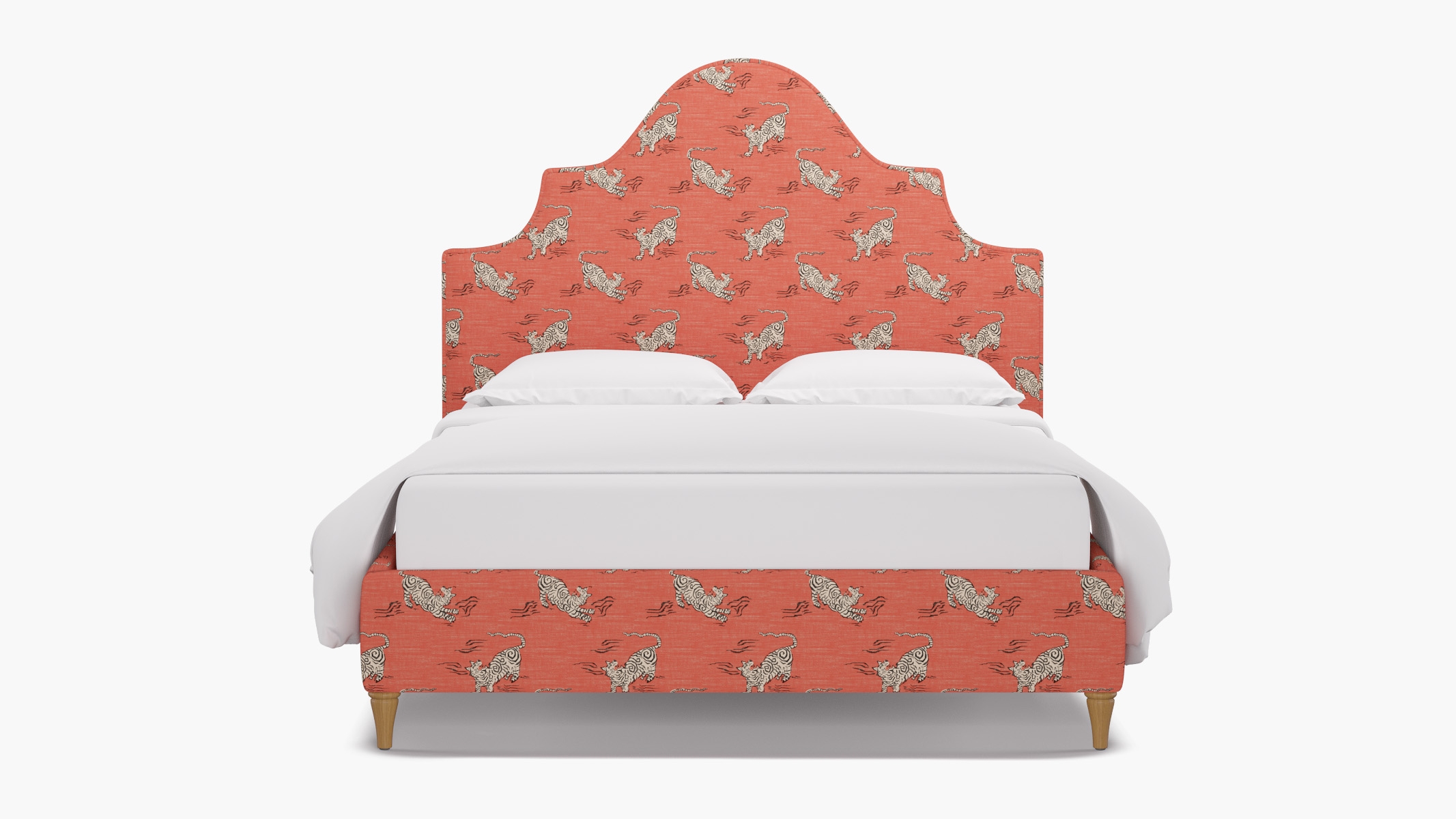 Statement Bed, Coral Tigresse, Natural Decorative Tapered Leg, Twin - Image 0