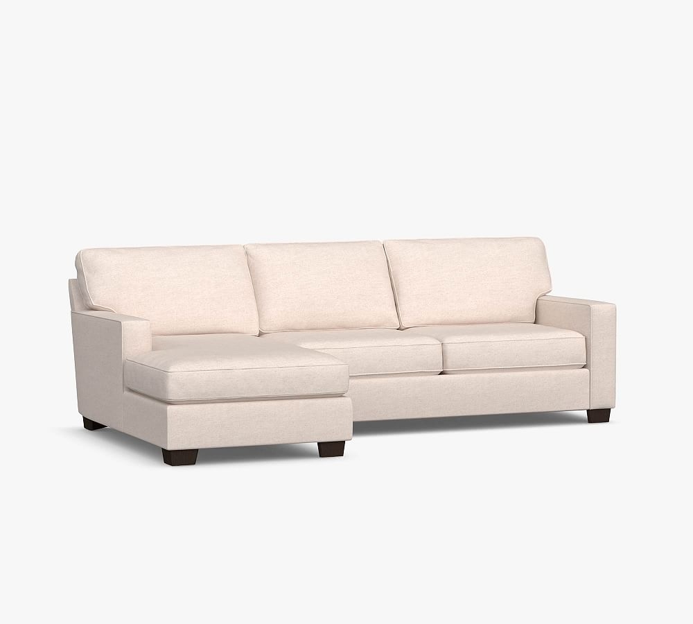 Buchanan Square Arm Upholstered Right Arm Sofa with Chaise Sectional, Polyester Wrapped Cushions, Sunbrella(R) Performance Sahara Weave Ivory - Image 0