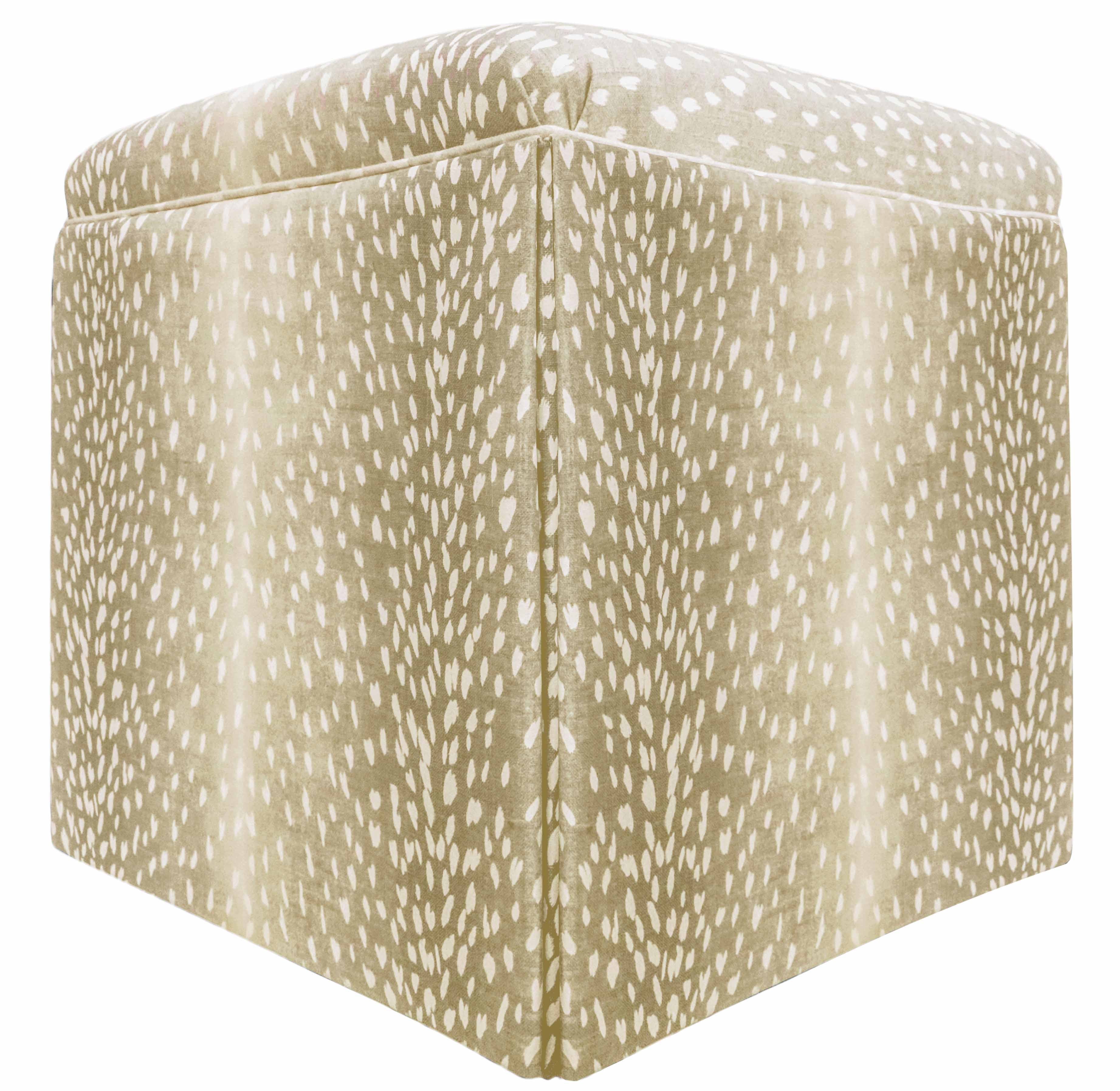 THE SKIRTED OTTOMAN :: ANTELOPE LINEN PRINT // NATURAL - BY THE YARD - Image 1