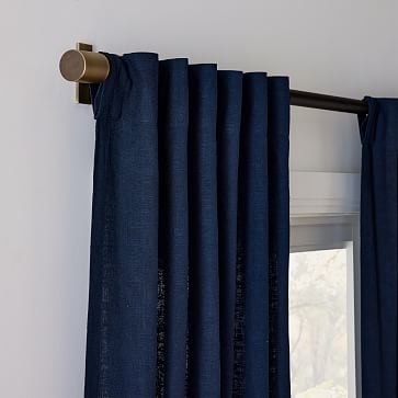 Textured Luxe Linen Curtain, Midnight, 48"x108" - Image 2