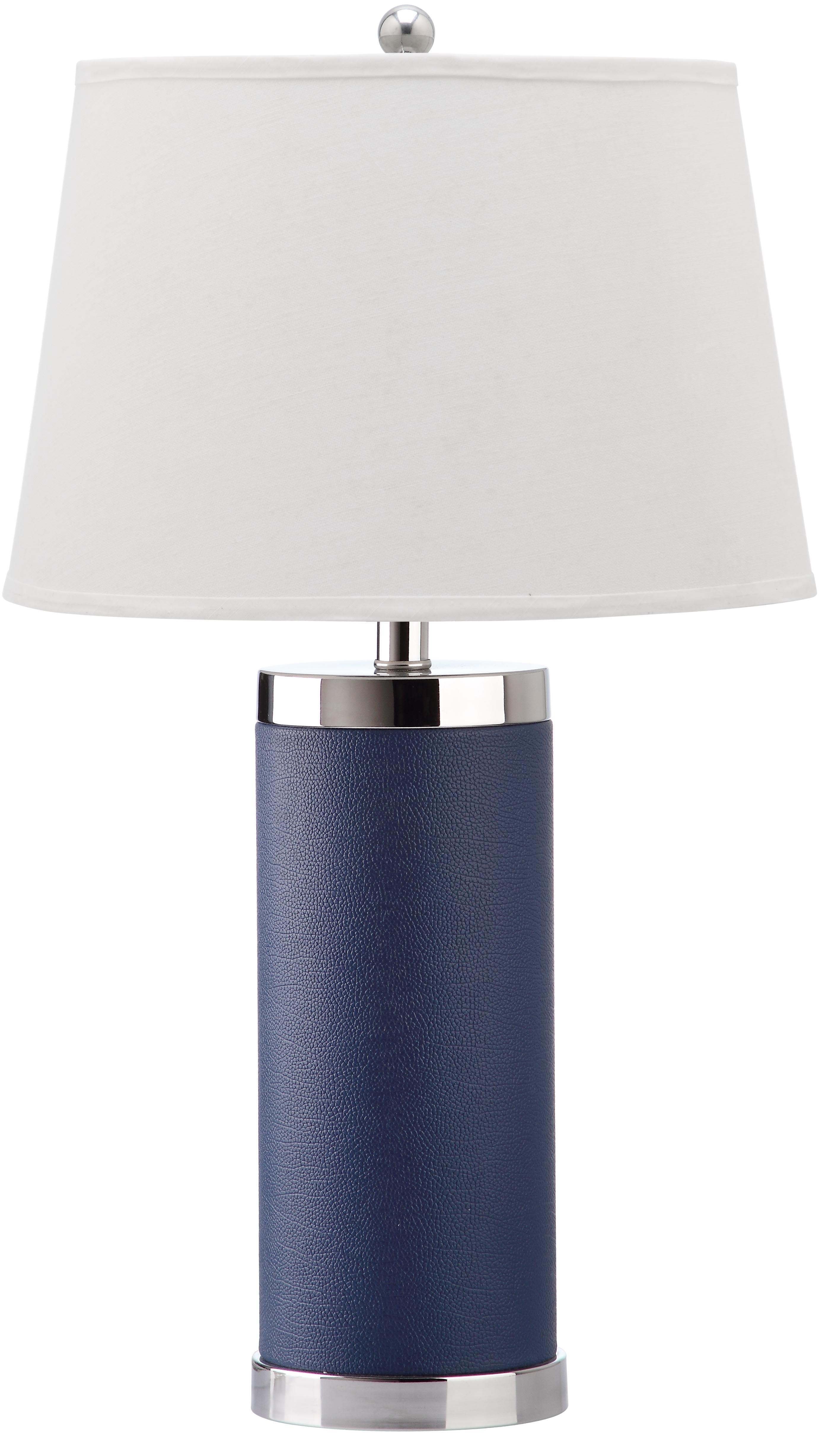 Leather 25-Inch H Column Table Lamp - Navy - Safavieh - Image 1