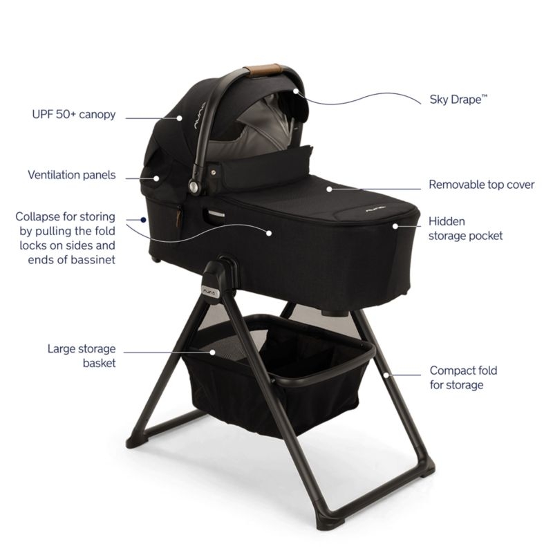 Nuna ® DEMI ™ next Black Caviar Baby Bassinet with Stand - Image 4