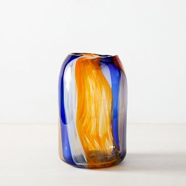 Mexican Glass Vase, Amber, Totem - Image 1