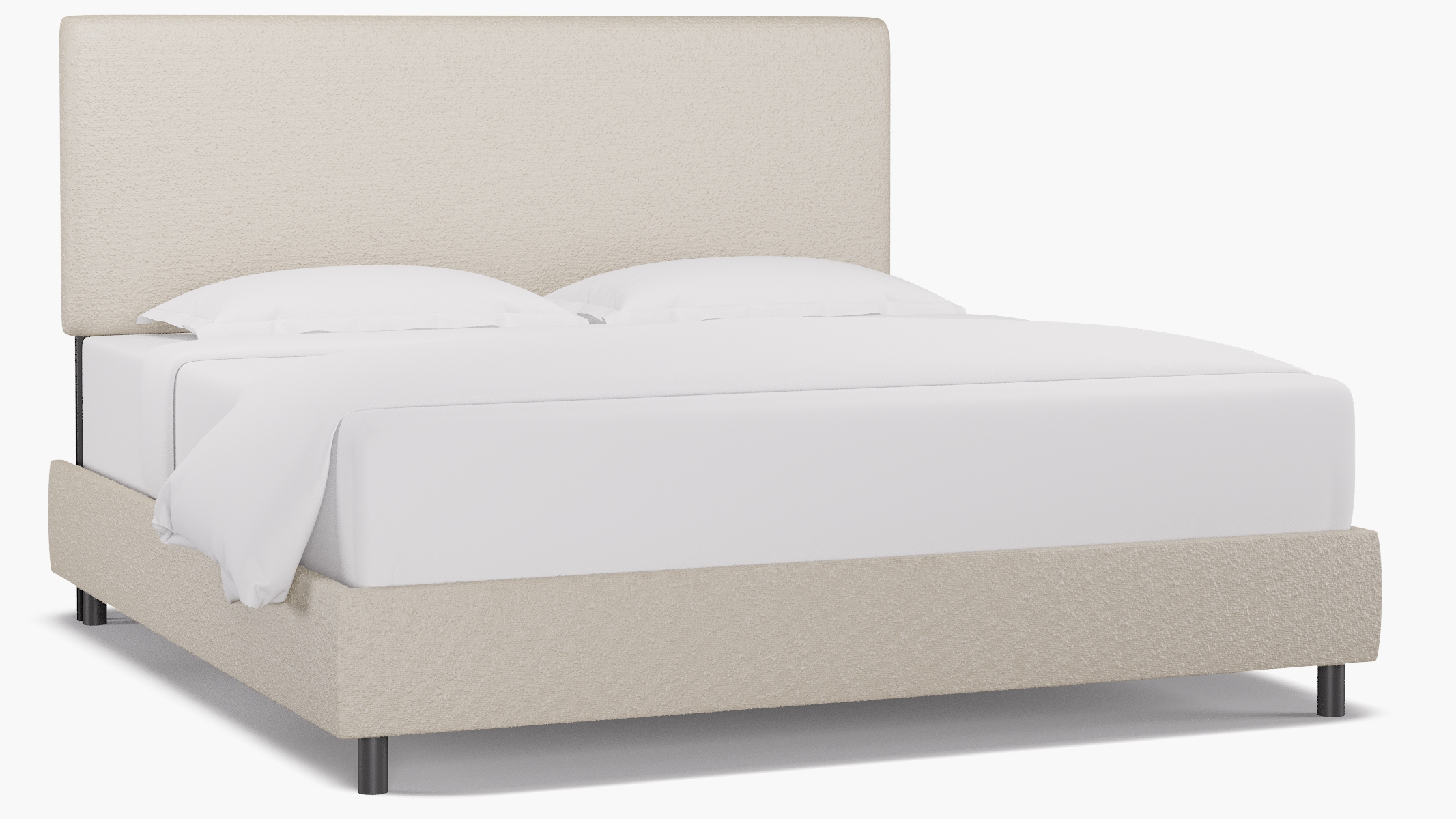 Square Back Bed, Snow Boucle, King - Image 1