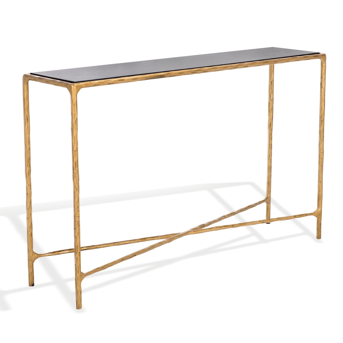 Jessa Rectangle Console Table - Brass/Black - Image 5