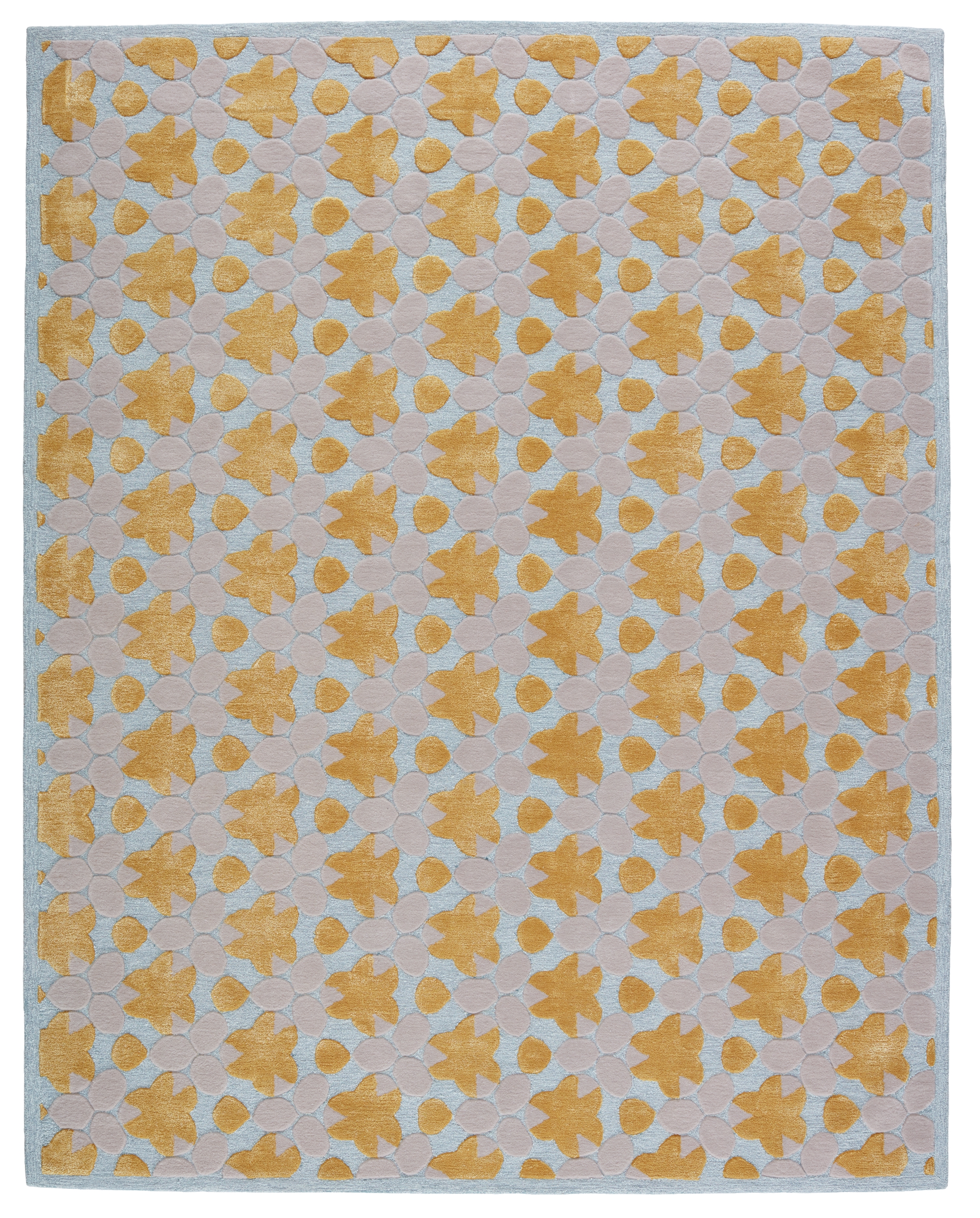 Floral Canvas Handmade Trellis Yellow/ Light Gray Area Rug (10'X14') - Image 0