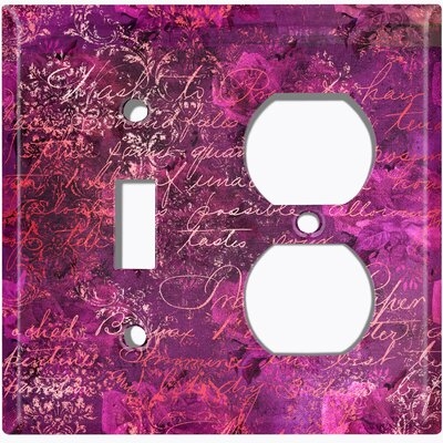 Metal Light Switch Plate Outlet Cover (Purple Blue Letter Writing  - Single Toggle Single Duplex) - Image 0