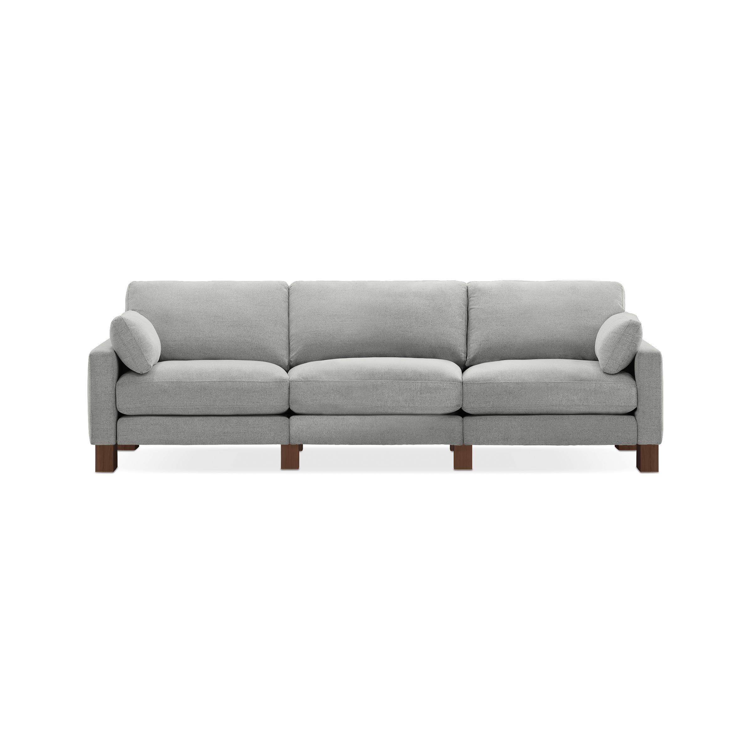 Union 3-Seat Sofa - Crushed Gravel - Performance Chenille / Walnut - Wood / Square Leg - Image 0