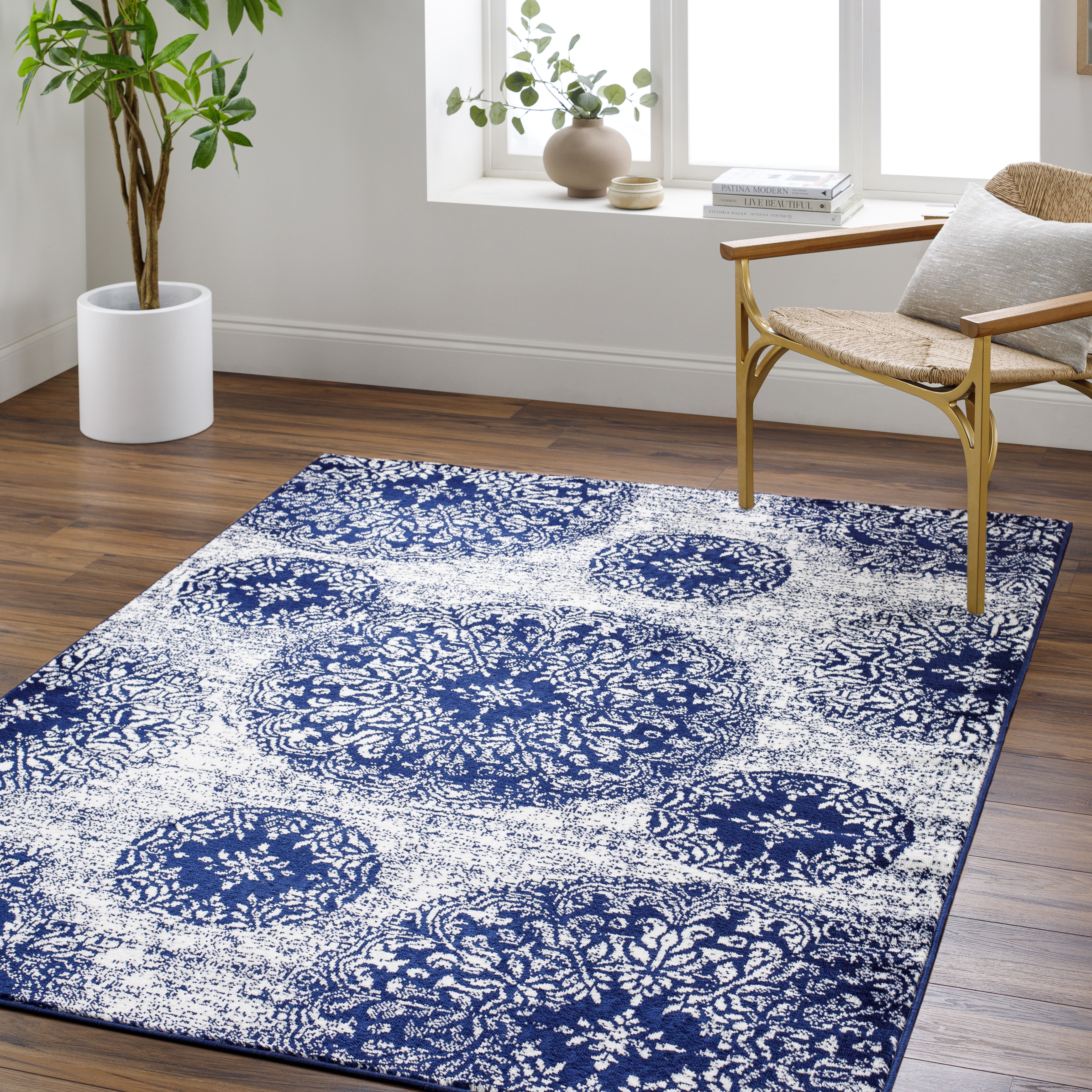 Monte Carlo Blue Indoor 8'10" x 12' Machine Woven Rug - Image 1