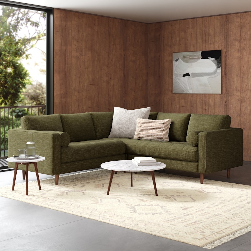 Sven 91" Tufted Corner Sectional - Napa Moss - Image 0