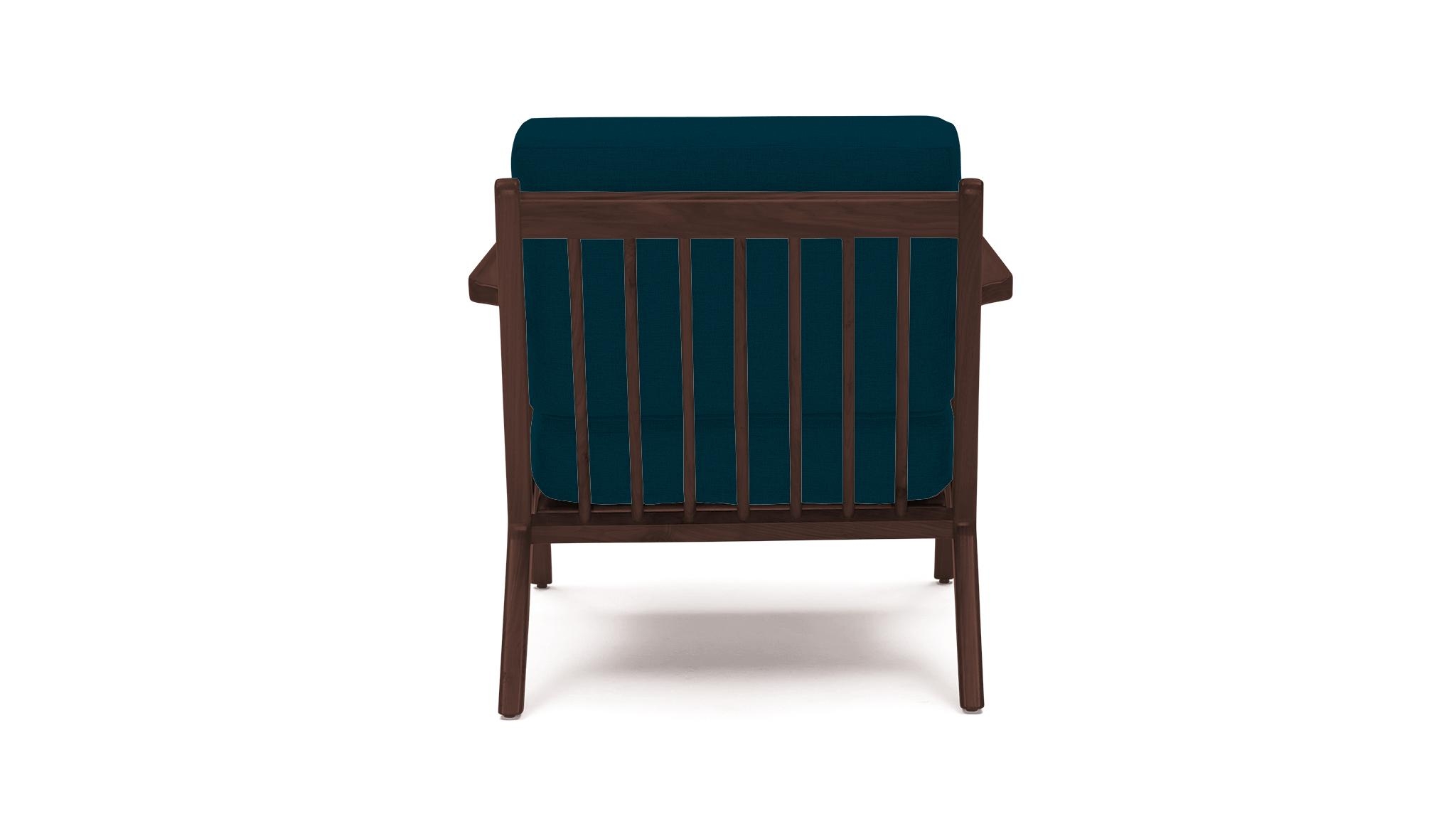 Blue Soto Mid Century Modern Concave Arm Chair - Key Largo Zenith Teal - Walnut - Image 4