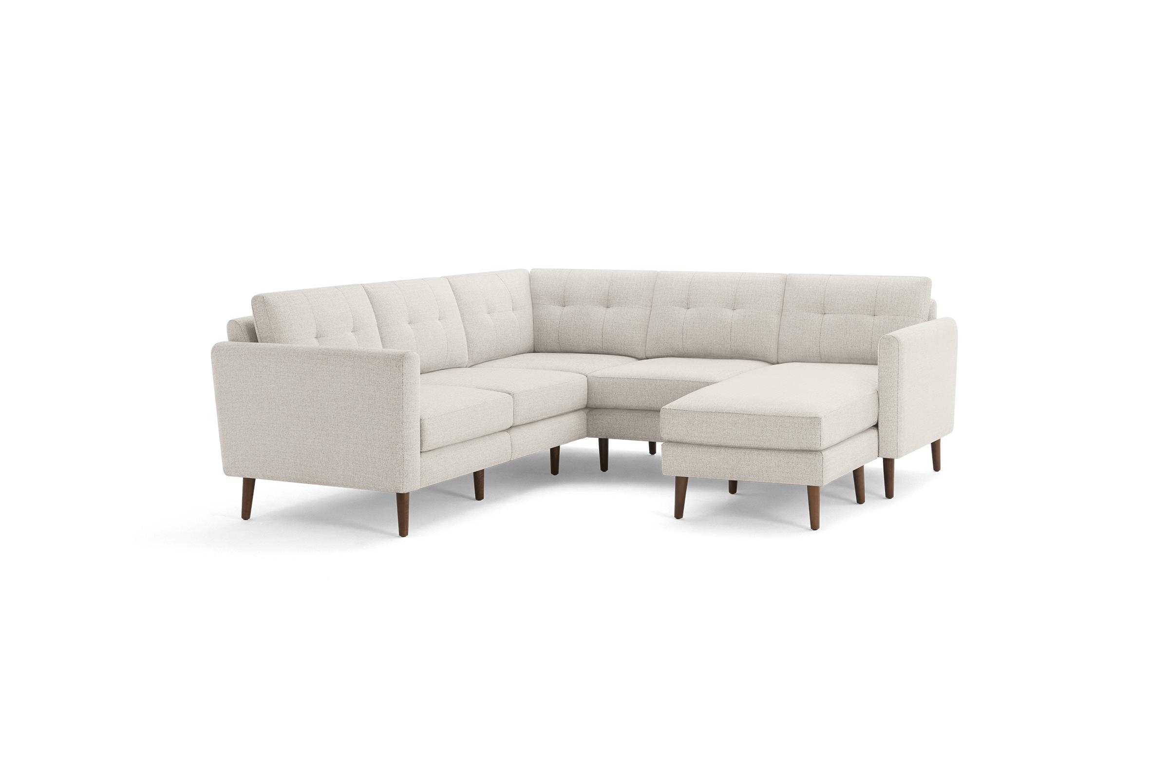 Nomad 5-Seat Corner Sectional with Chaise in Ivory, Leg Finish: WalnutLegs - Image 0