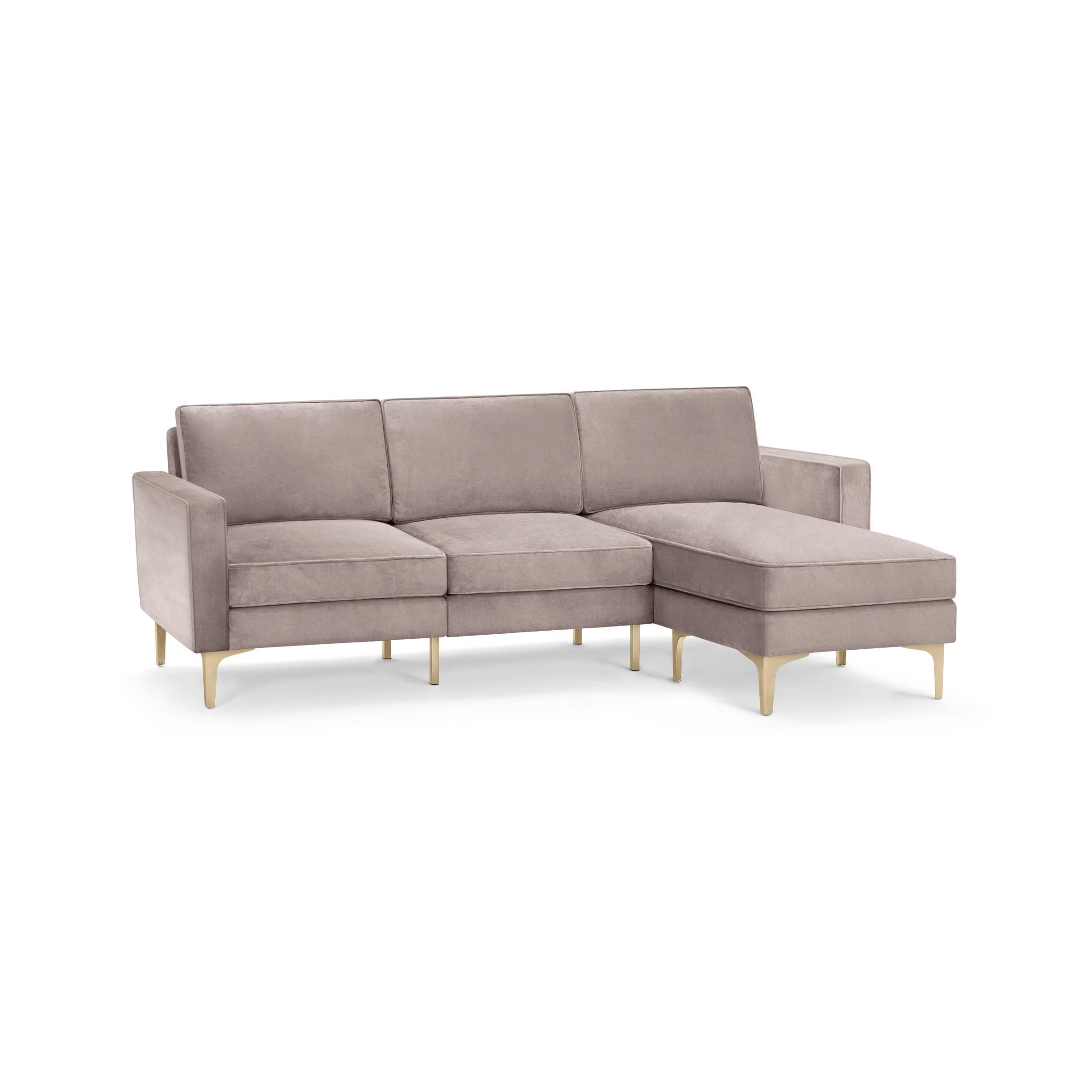 ZZZ-Nomad Velvet Sofa with Reversible Chaise - Dusk - Performance Velvet / Brass - Metal - Image 0
