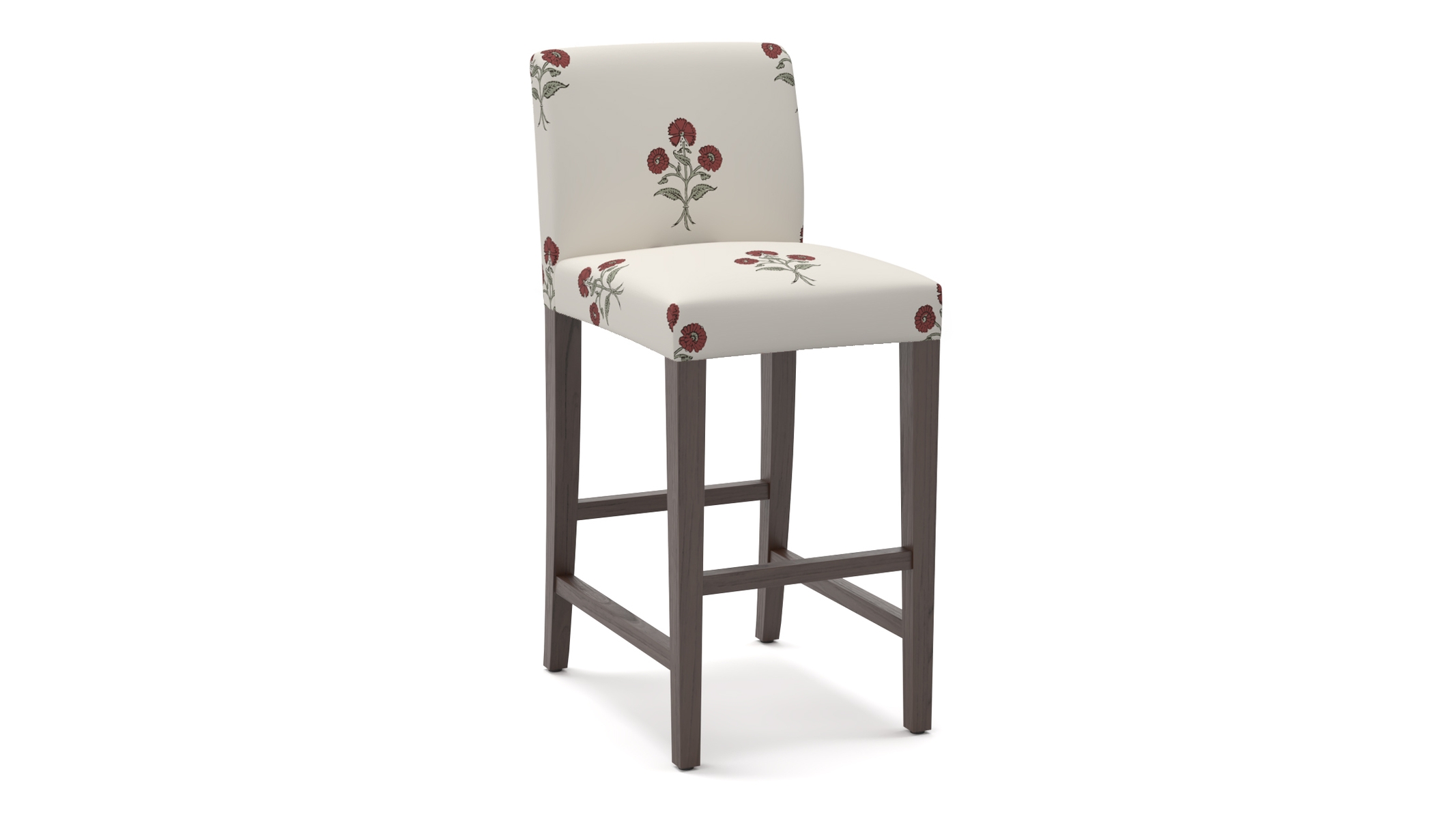 Signature Dining Bar Stool, Red Delphine, Espresso Square Tapered Leg - Image 1