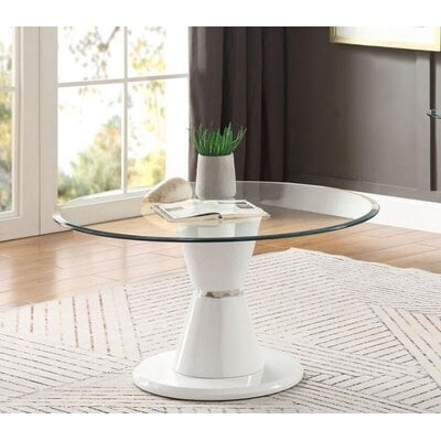 Kavi Coffee Table, Clear Glass & White High Gloss - Image 0