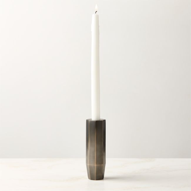 Celestine Blackened Brass Taper Candle Holder 6" by goop - Image 0