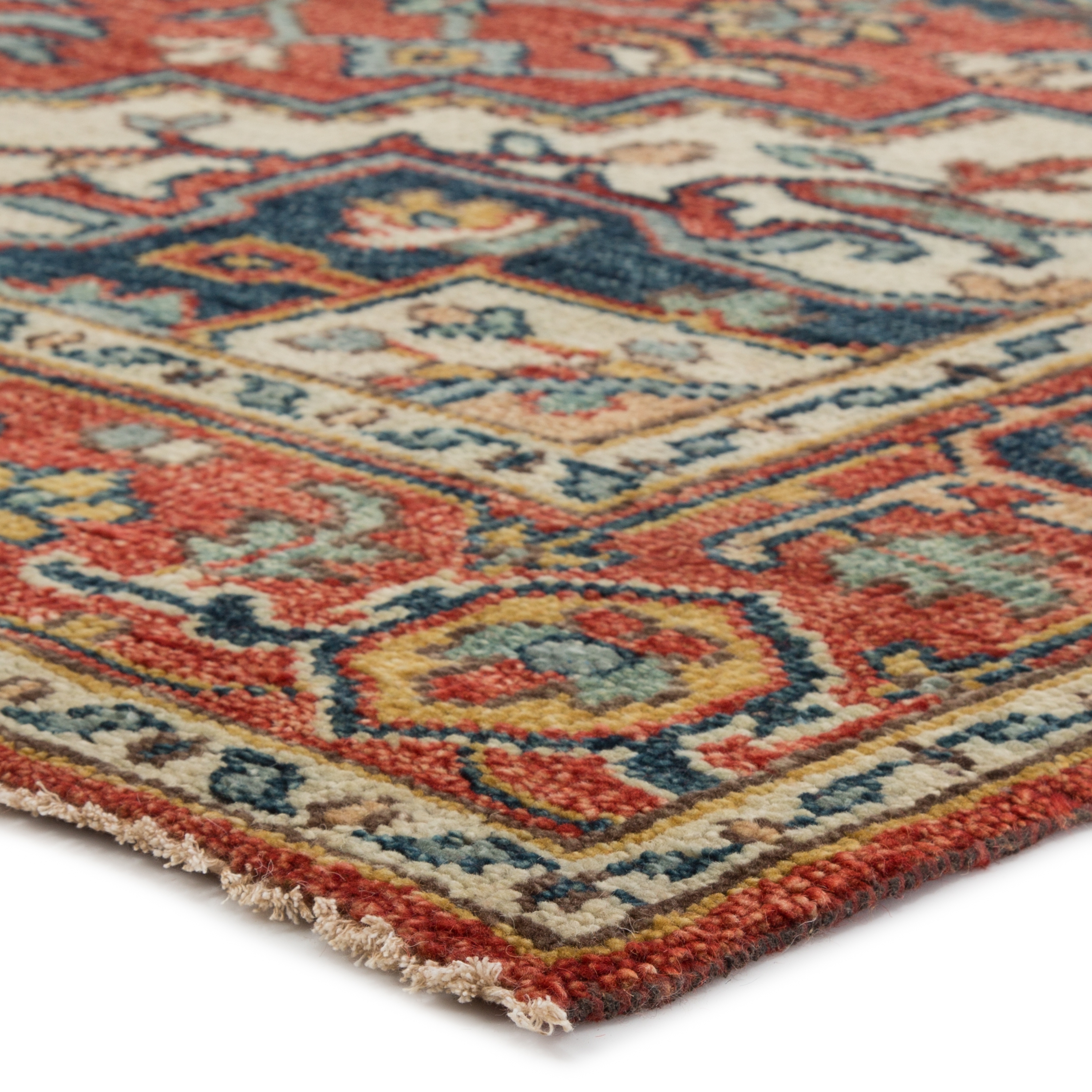 Willa Hand-Knotted Medallion Red/ Multicolor Area Rug (6'X9') - Image 1