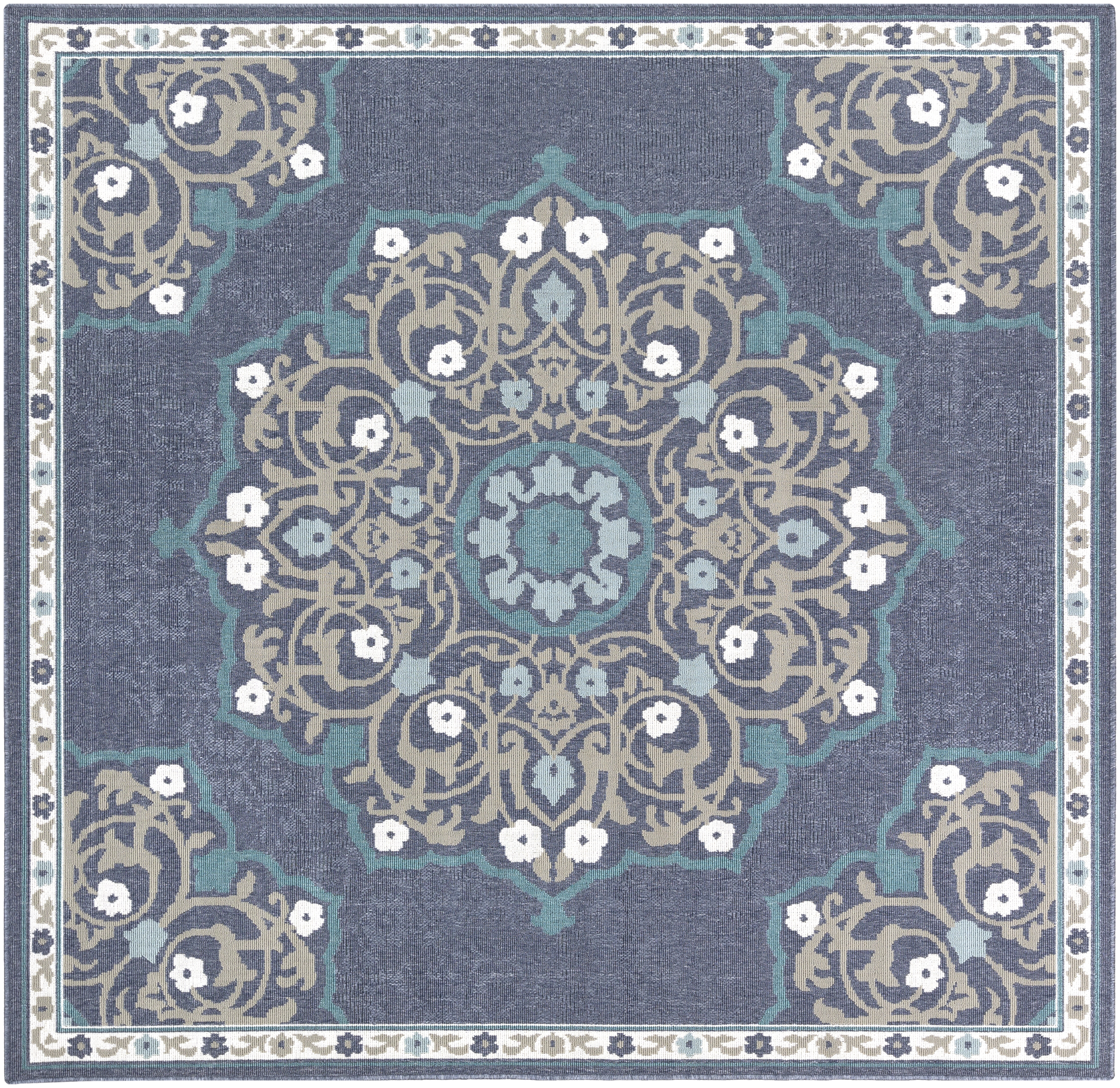 Alfresco Blue Outdoor 8'10" x 8'10" Machine Woven Rug - Image 0