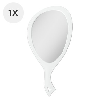 Large Teardrop Hand Held Mirror 1X, White - Image 0
