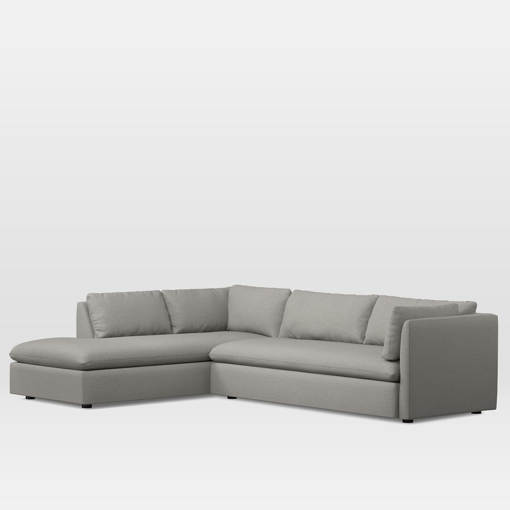 Shelter 106" Left 2-Piece Bumper Chaise Sectional, Twill, Silver - Image 0