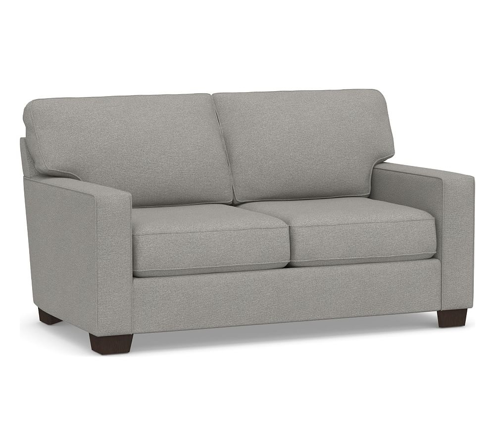 Buchanan Square Arm Upholstered Loveseat 77.5", Polyester Wrapped Cushions, Performance Heathered Basketweave Platinum - Image 0