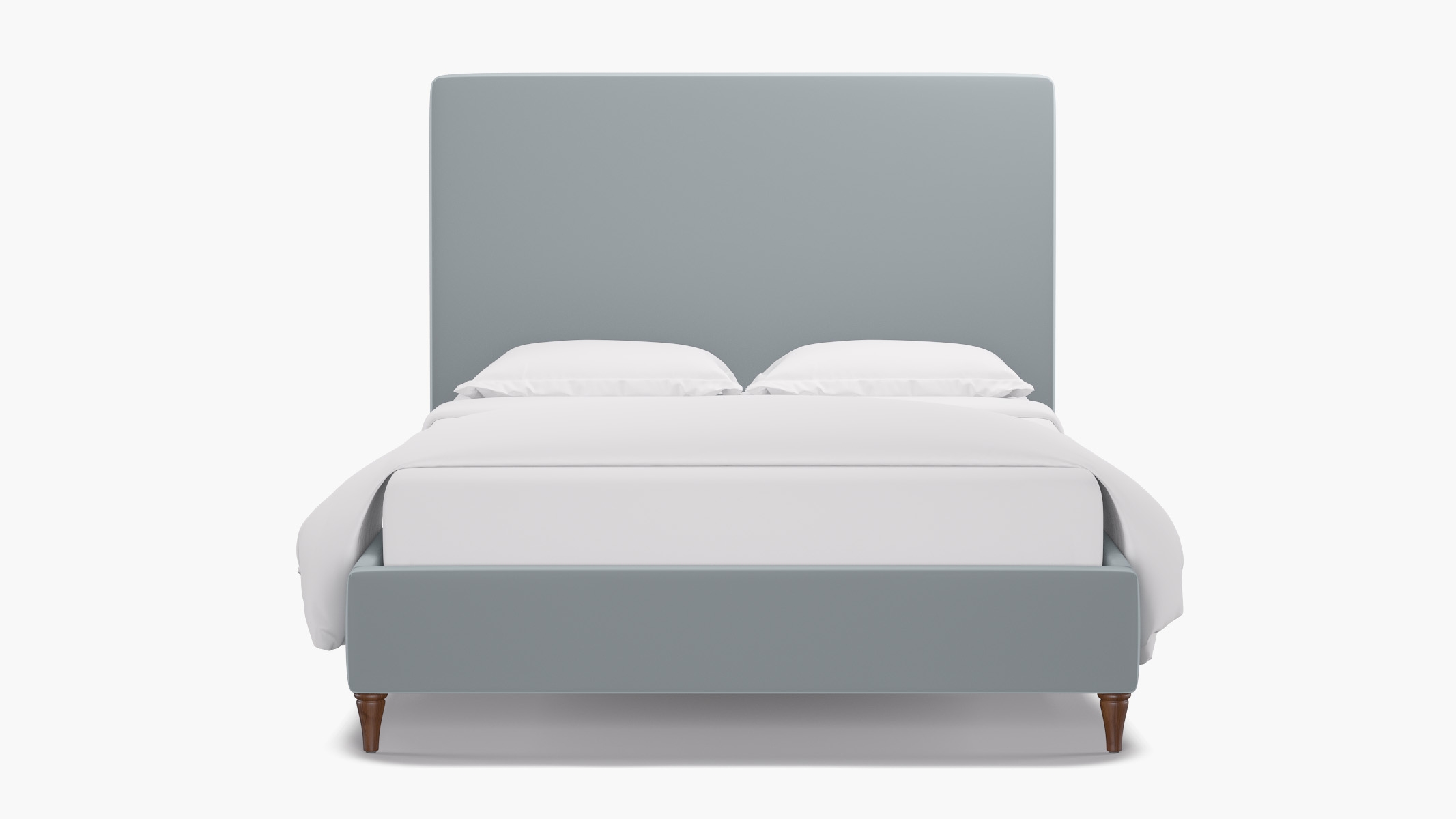 Classic Bed, Sterling Performance Velvet, Walnut Decorative Tapered Leg, Twin - Image 1