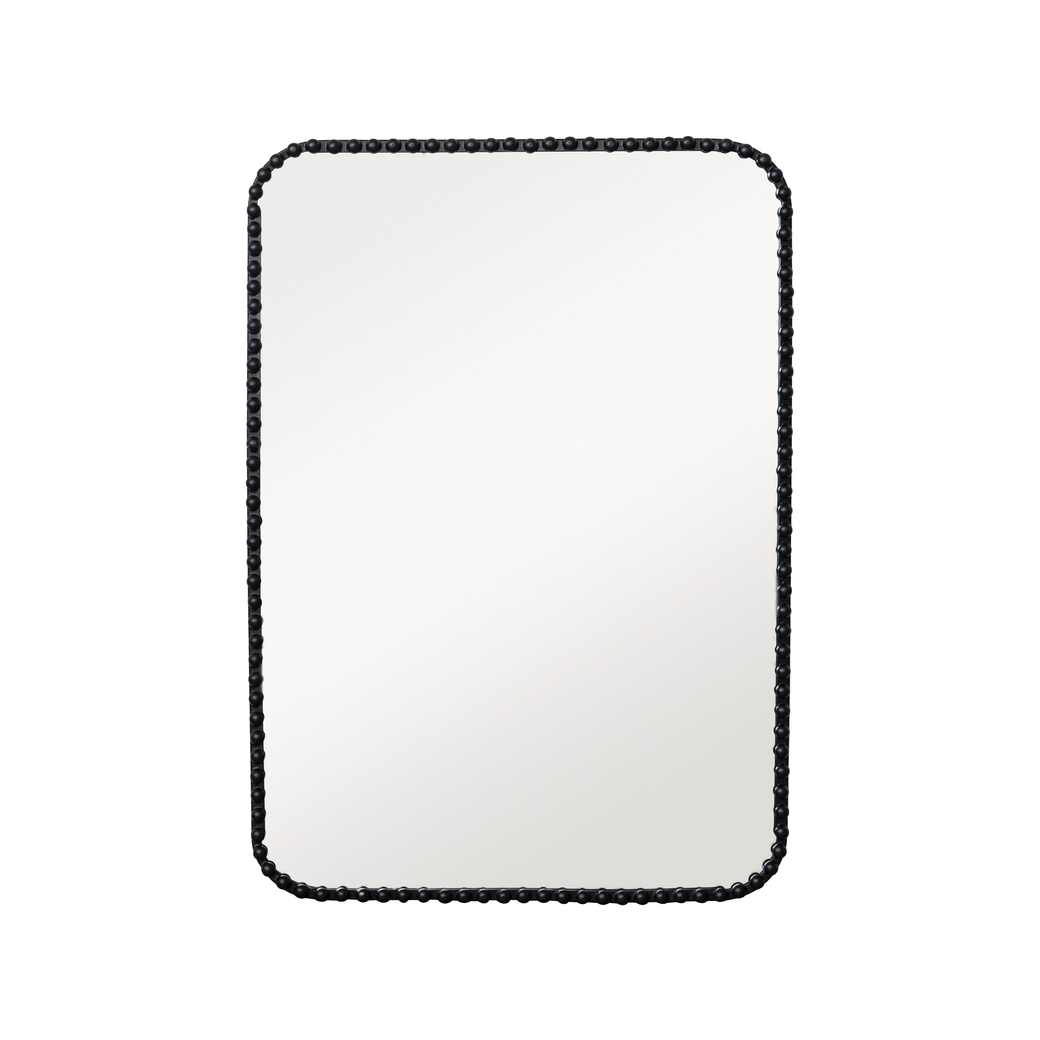 Metal Beaded Wall Mirror, Black - Image 0
