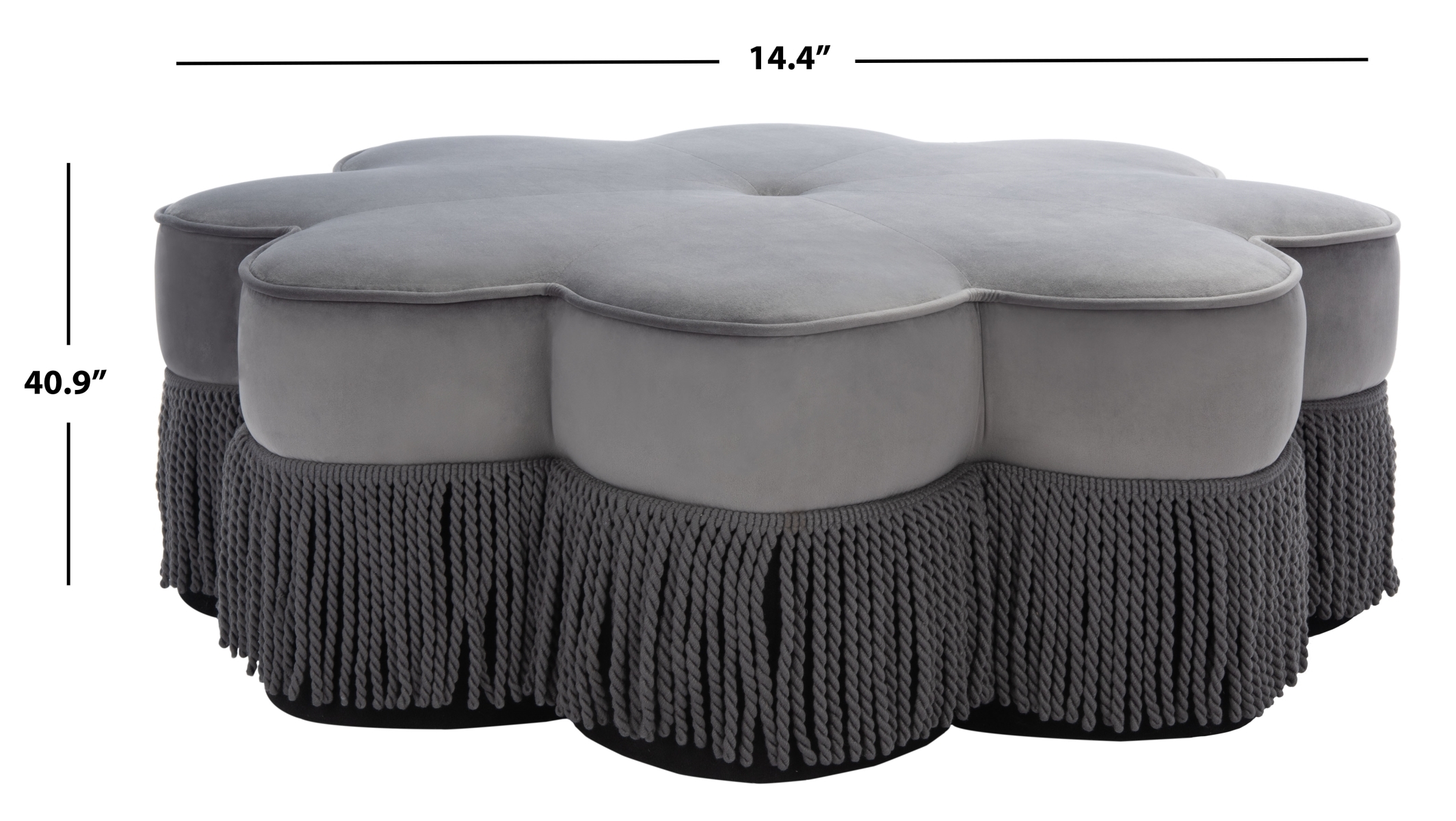 Tanith Flower Ottoman - Dark Grey - Safavieh - Image 7
