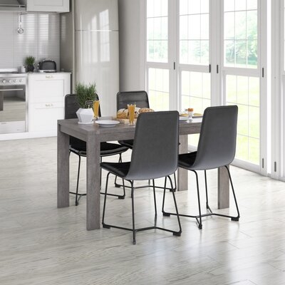 5-piece Dining Set With Rectangle Table And Vegan Leather Chairs - Image 0